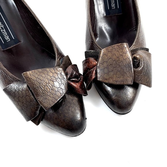 1980's STUART WEITZMAN metallic snakeskin leather pumps - Picture 2 of 16